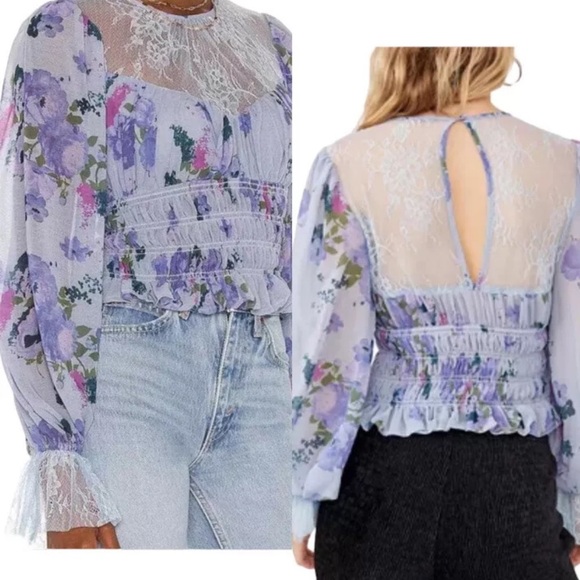 FP Movement by Free People Purple Lace Fitted Blouse NWT 128.00 - Picture 7 of 13